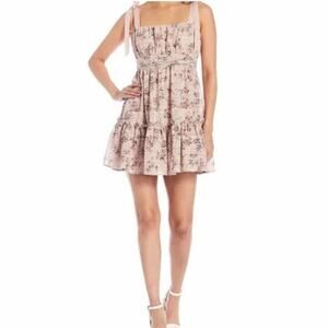 Gianni Bini Ivette Embroider Square Neck Sleeveless A line Floral Dress Size 12